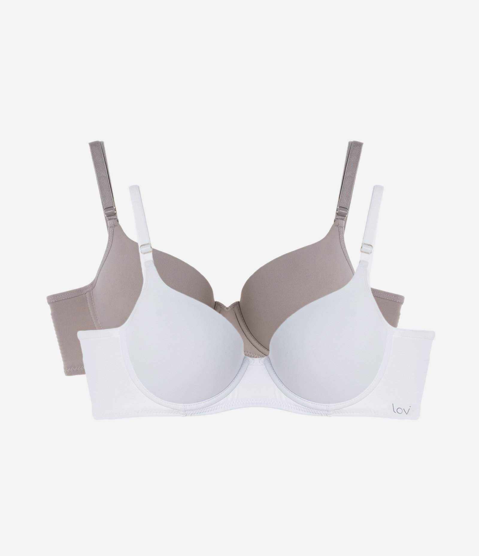 Kit 02 Sutiãs Meia Taça em Microfibra com Bojo com Aro Bege/Branco 1