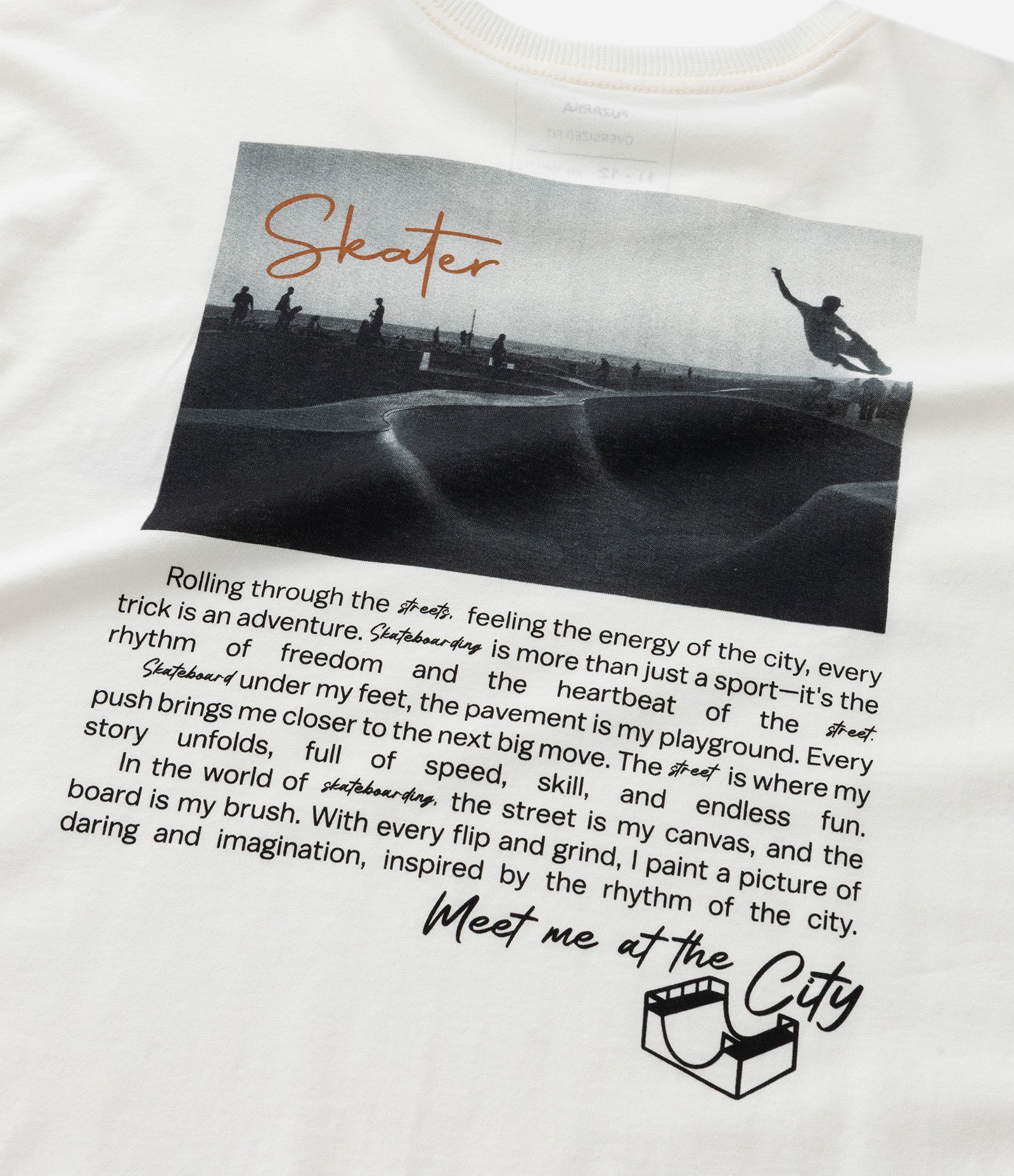 Camiseta Infantil com Estampa Frente e Costa Skater - Tam 5 a 14 Anos Branco/Cinza 4