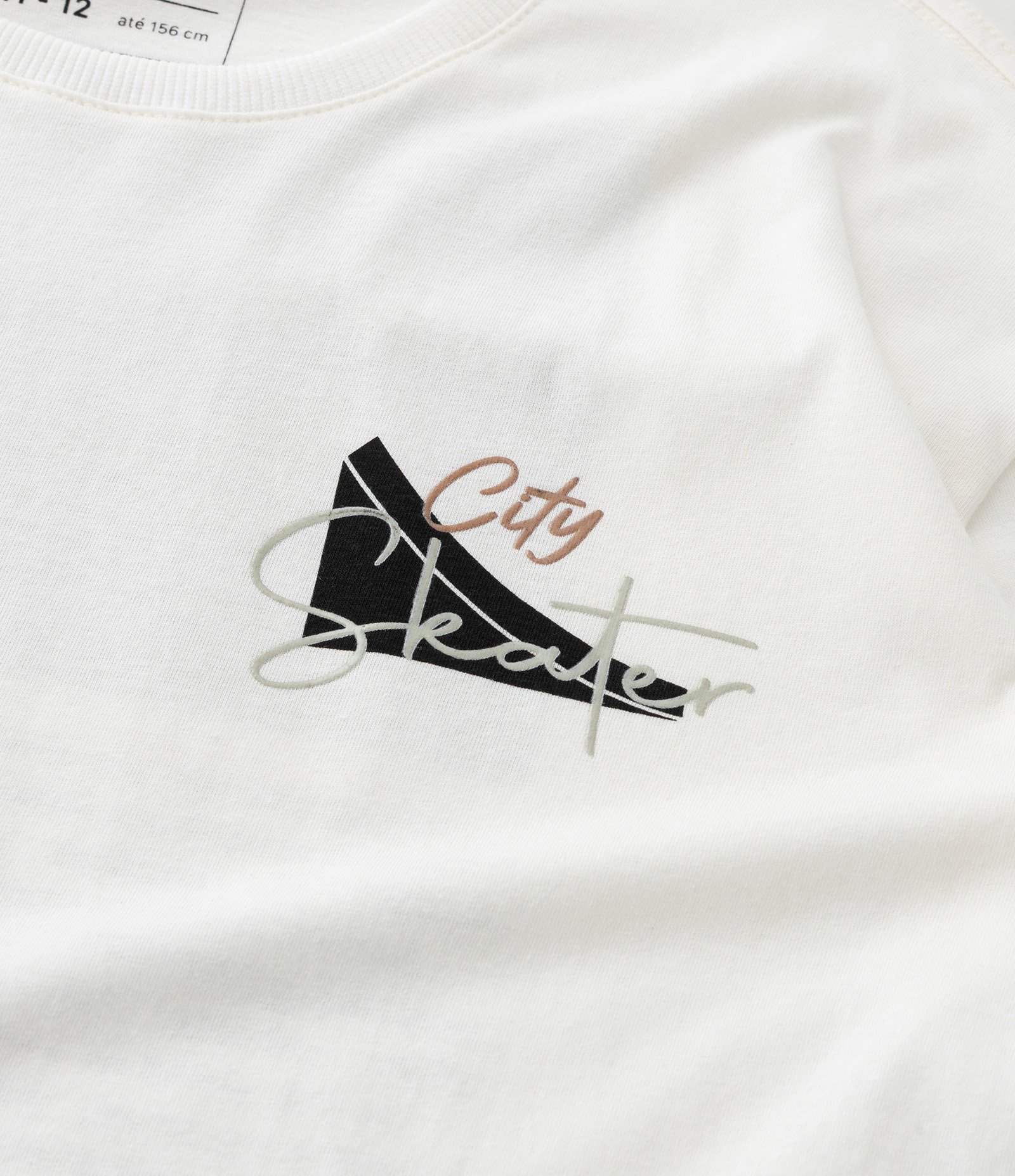 Camiseta Infantil com Estampa Frente e Costa Skater - Tam 5 a 14 Anos Branco/Cinza 5