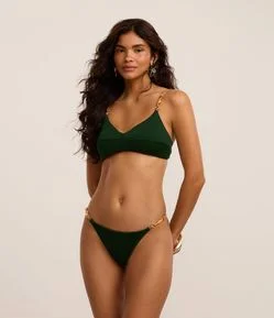 Biquíni Calcinha String em Microfibra com Aviamento de Bambu Natural