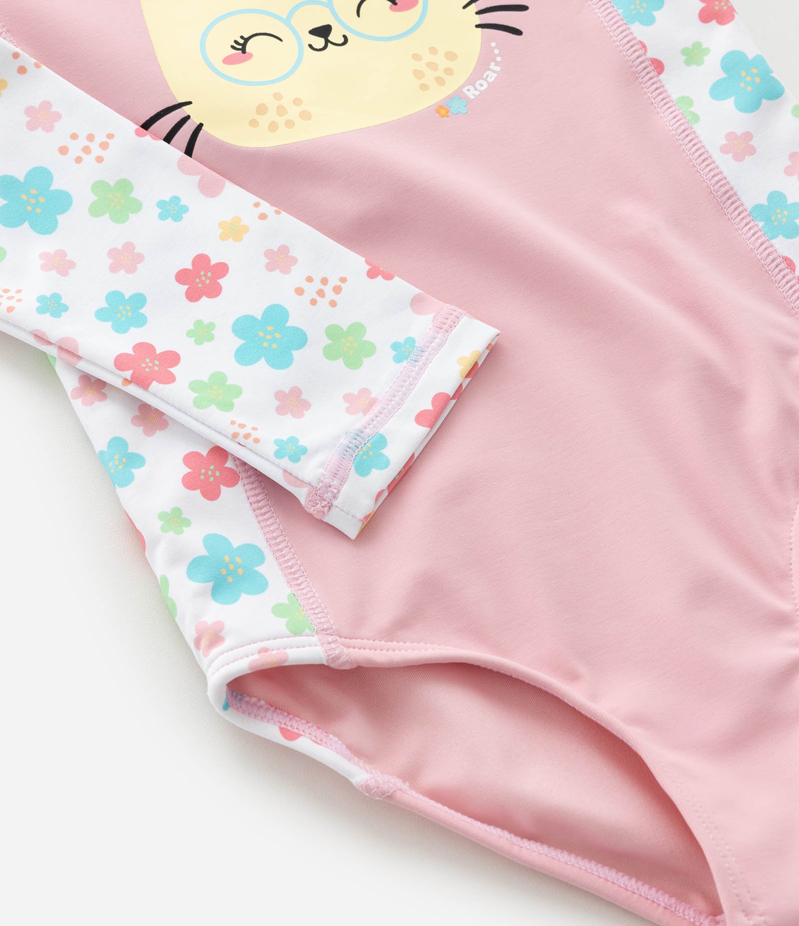 Maiô Infantil com Manga Longa Estampa de Gatinho – Tam 2 a 4 Anos Rosa Claro 6
