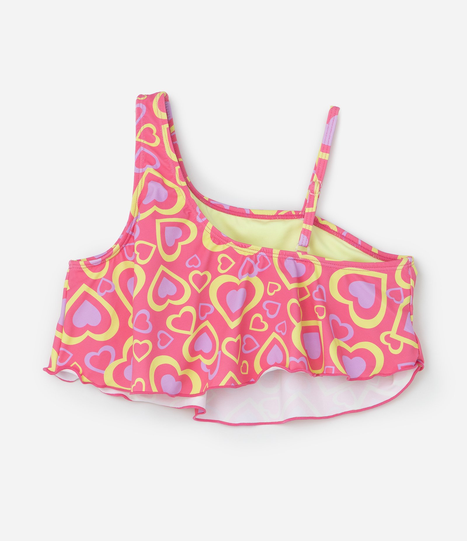 Biquini Infantil com Alças Assimétricas e Estampa de Corações - Tam 7 a 14 Anos Multicores 4