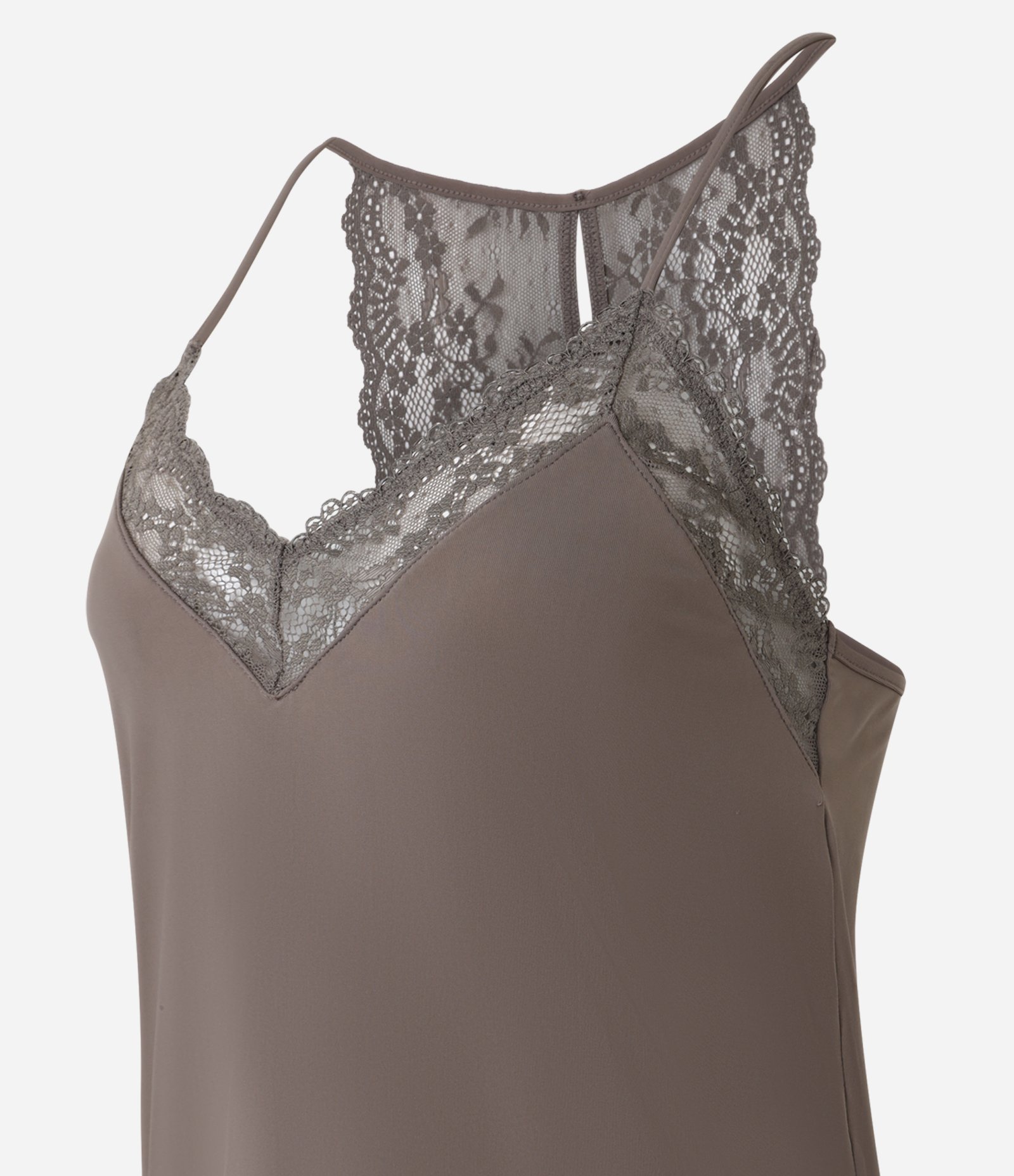 Pijama Short Doll com Detalhes em Renda Marrom 6