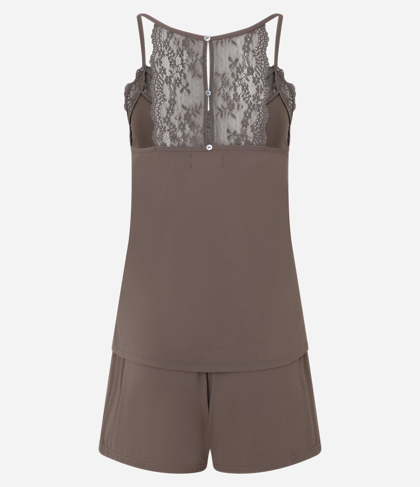 Pijama Short Doll com Detalhes em Renda Marrom 7