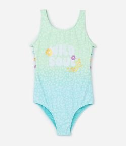 Maiô Infantil com Estampa Degradê Animal Print - Tam 5 a 14 Anos