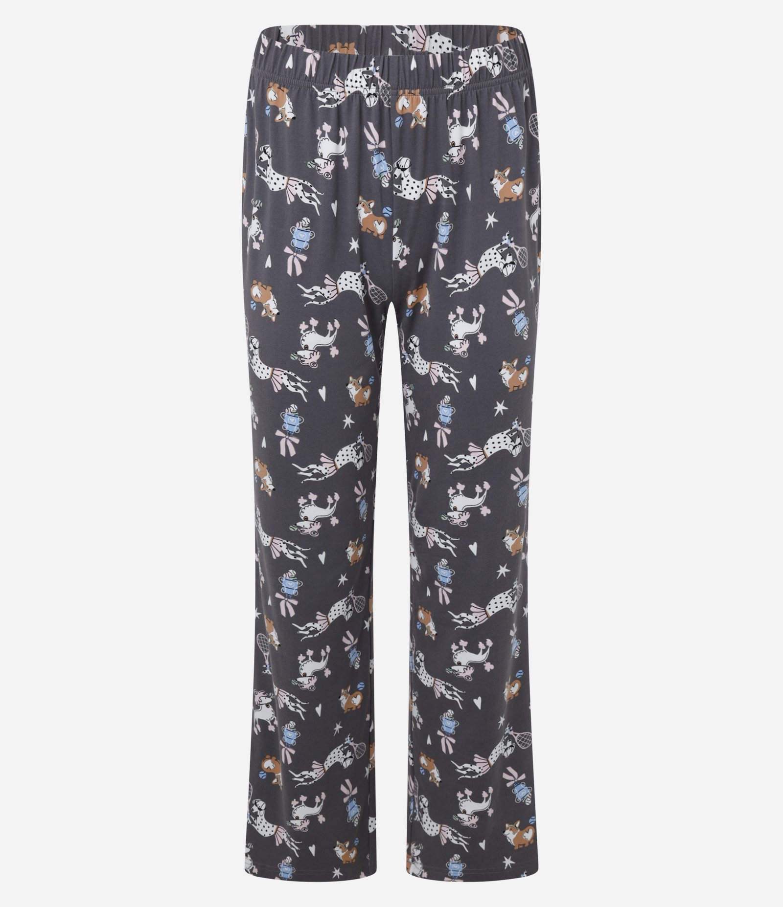 Pijama Longo Canelado com Calça Estampa de Dogs Esportistas Branco/Cinza 7