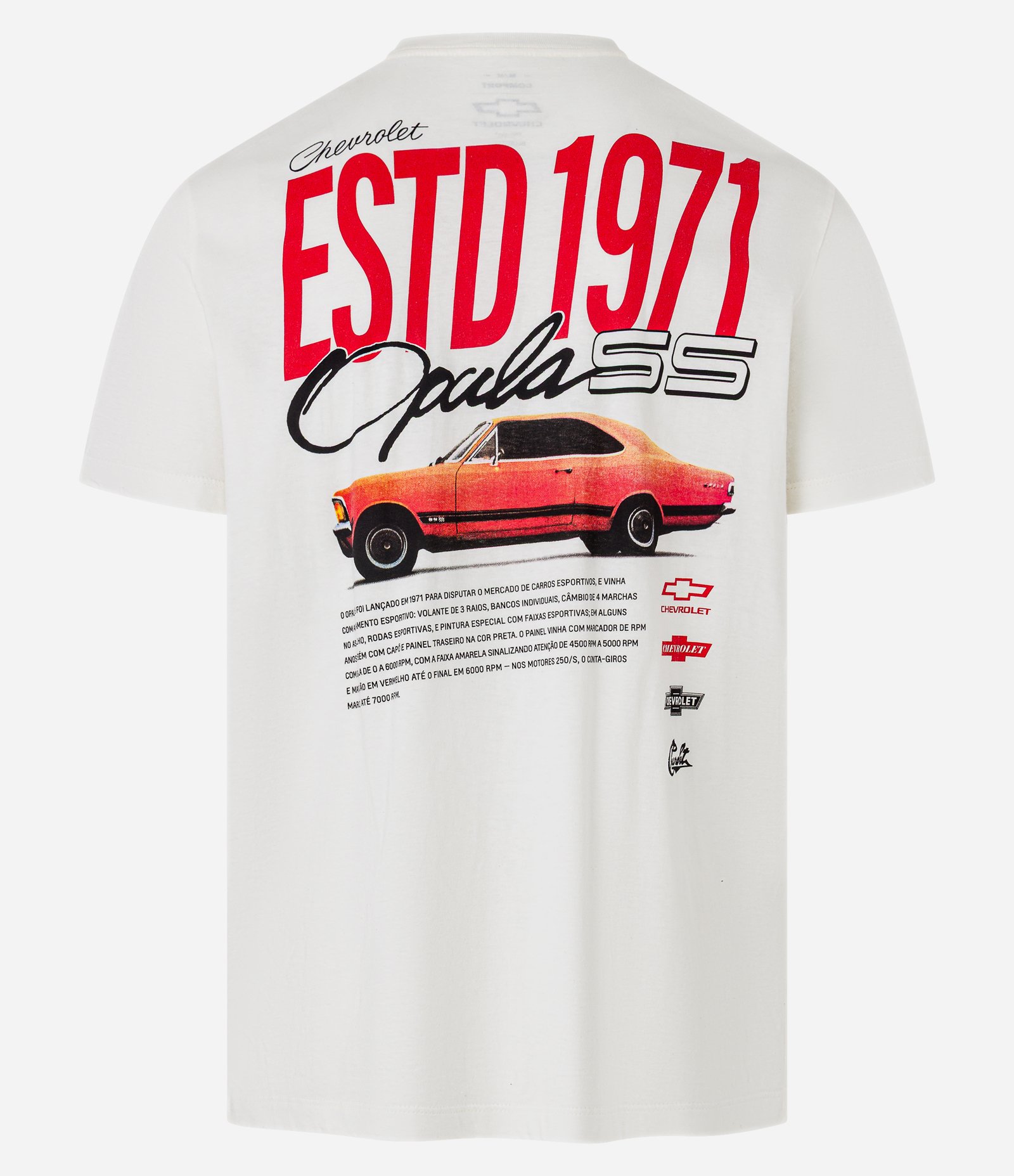 Camiseta Comfort em Algodão com Estampa Chevrolet Opala Branco 9