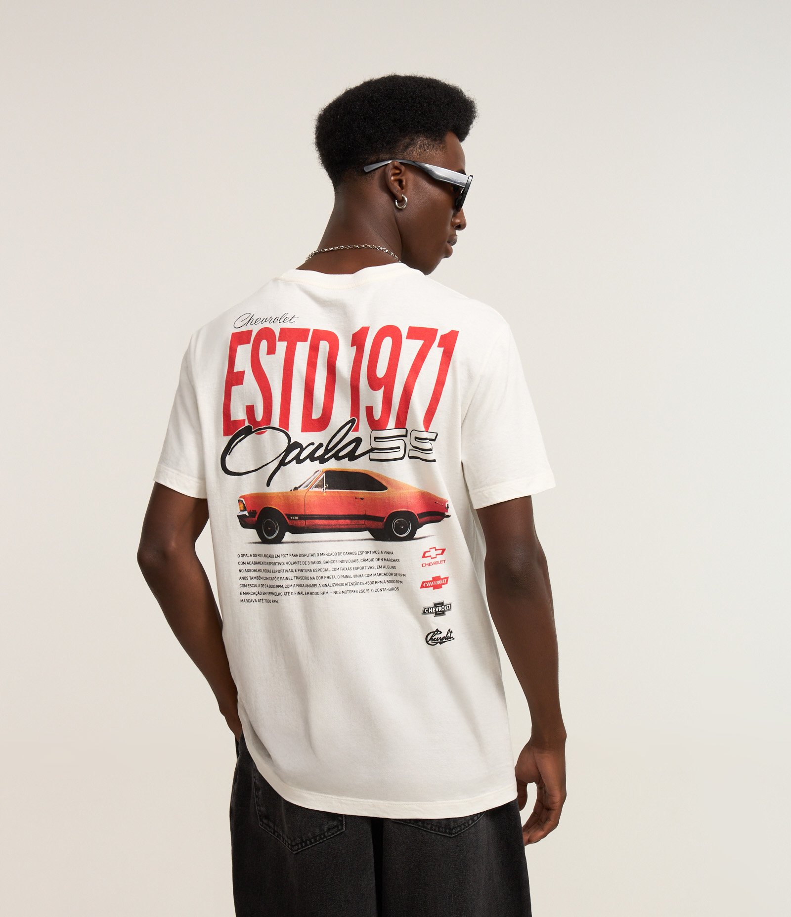 Camiseta Comfort em Algodão com Estampa Chevrolet Opala Branco 7