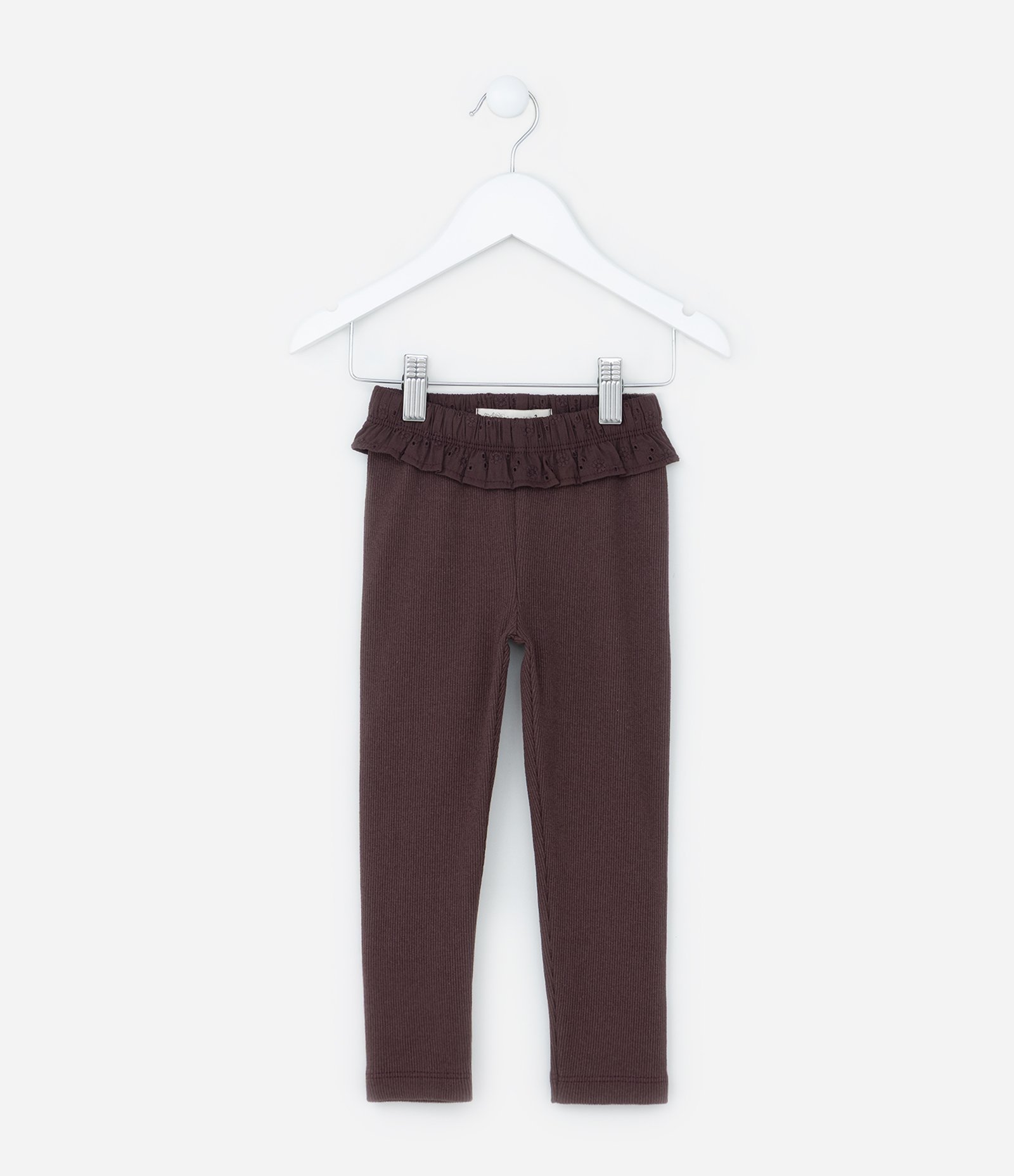 Calça Legging Infantil Canelada com Babadinho - Tam 1 a 6 Anos Marrom 1