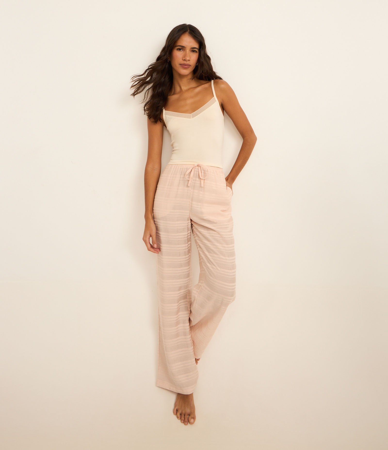 Pijama Longo com Calça Texturizada Rosa 5