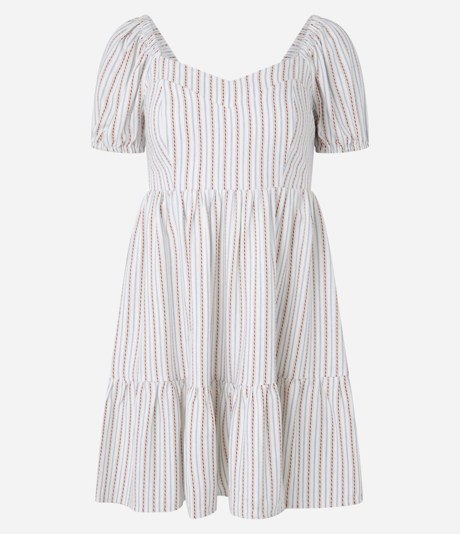 Vestido Curto em Viscose com Linho e Manga Bufante Bege 6