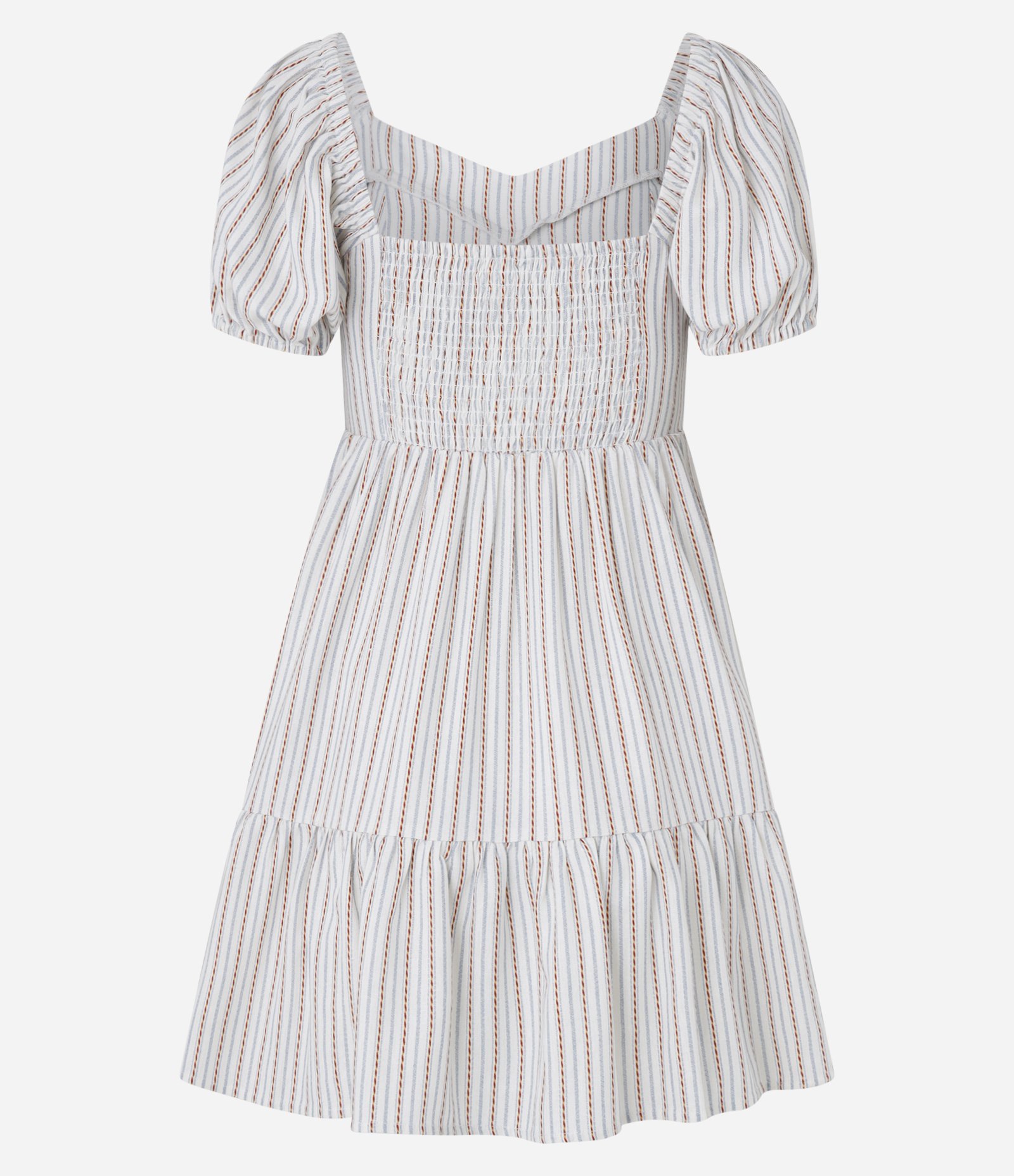 Vestido Curto em Viscose com Linho e Manga Bufante Bege 7