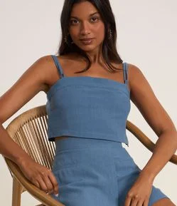 Blusa Cropped em Crepe com Amarração