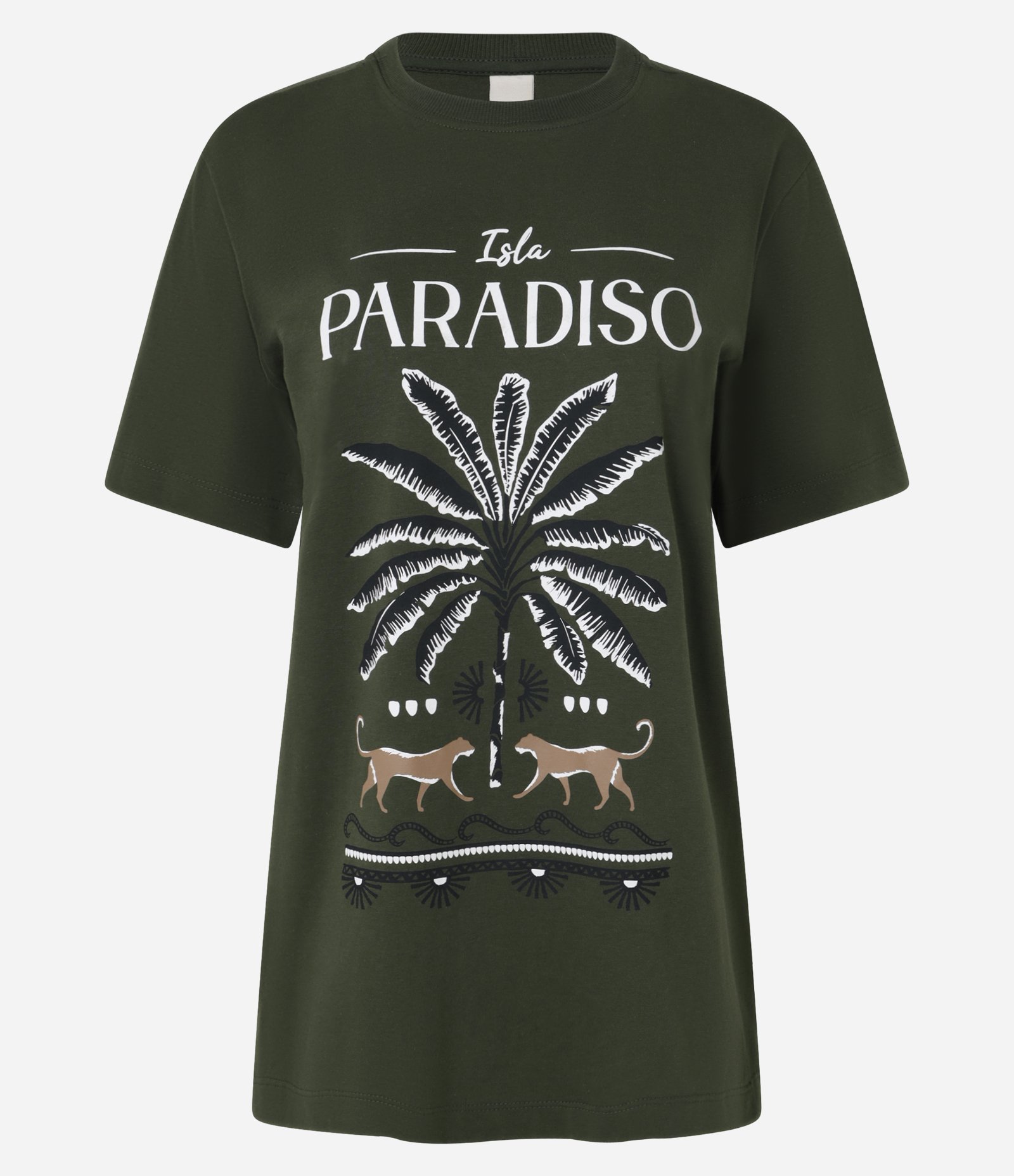 Camiseta em Algodão com Estampa Coqueiro e Pumas Verde 5