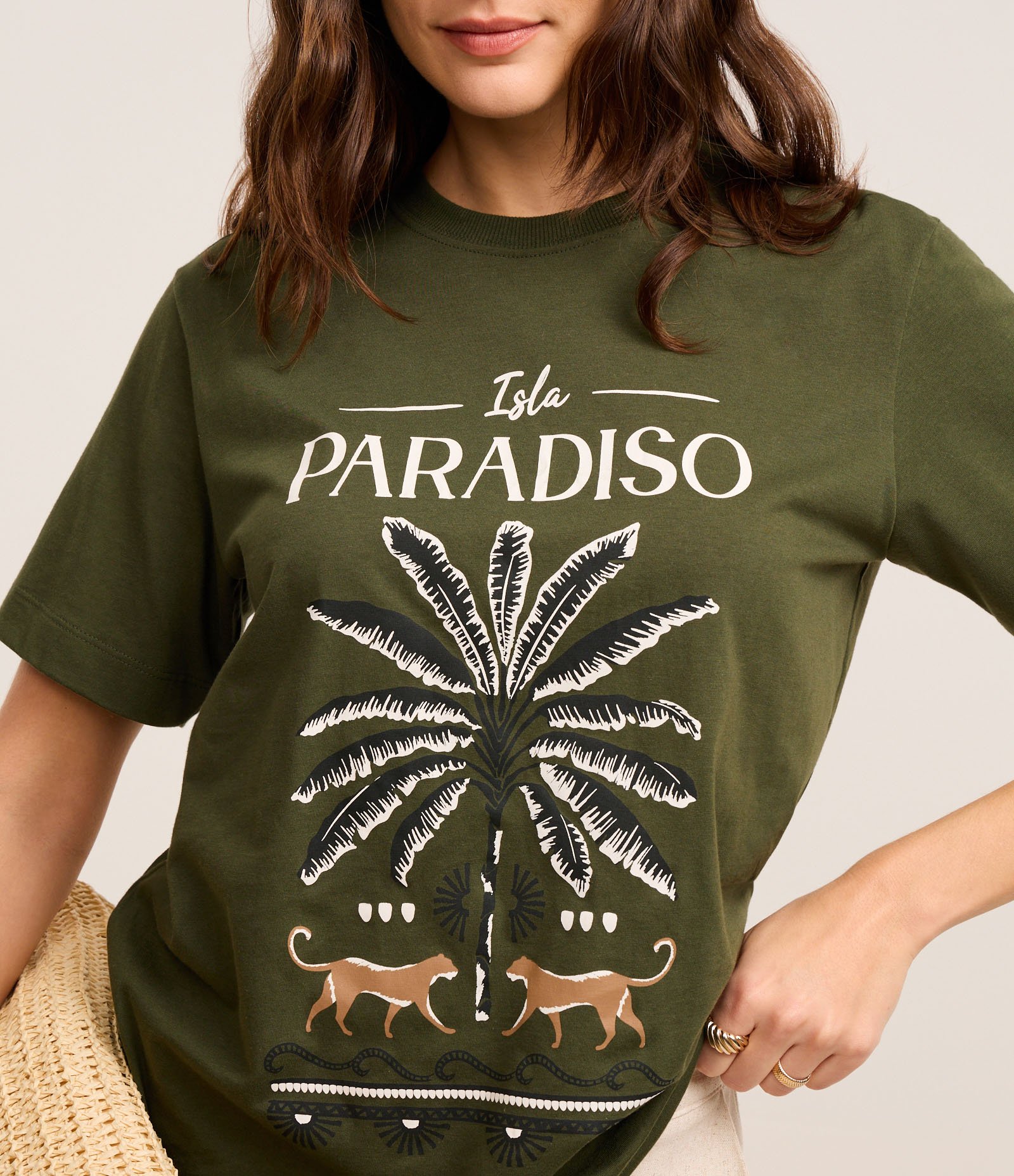 Camiseta em Algodão com Estampa Coqueiro e Pumas Verde 4