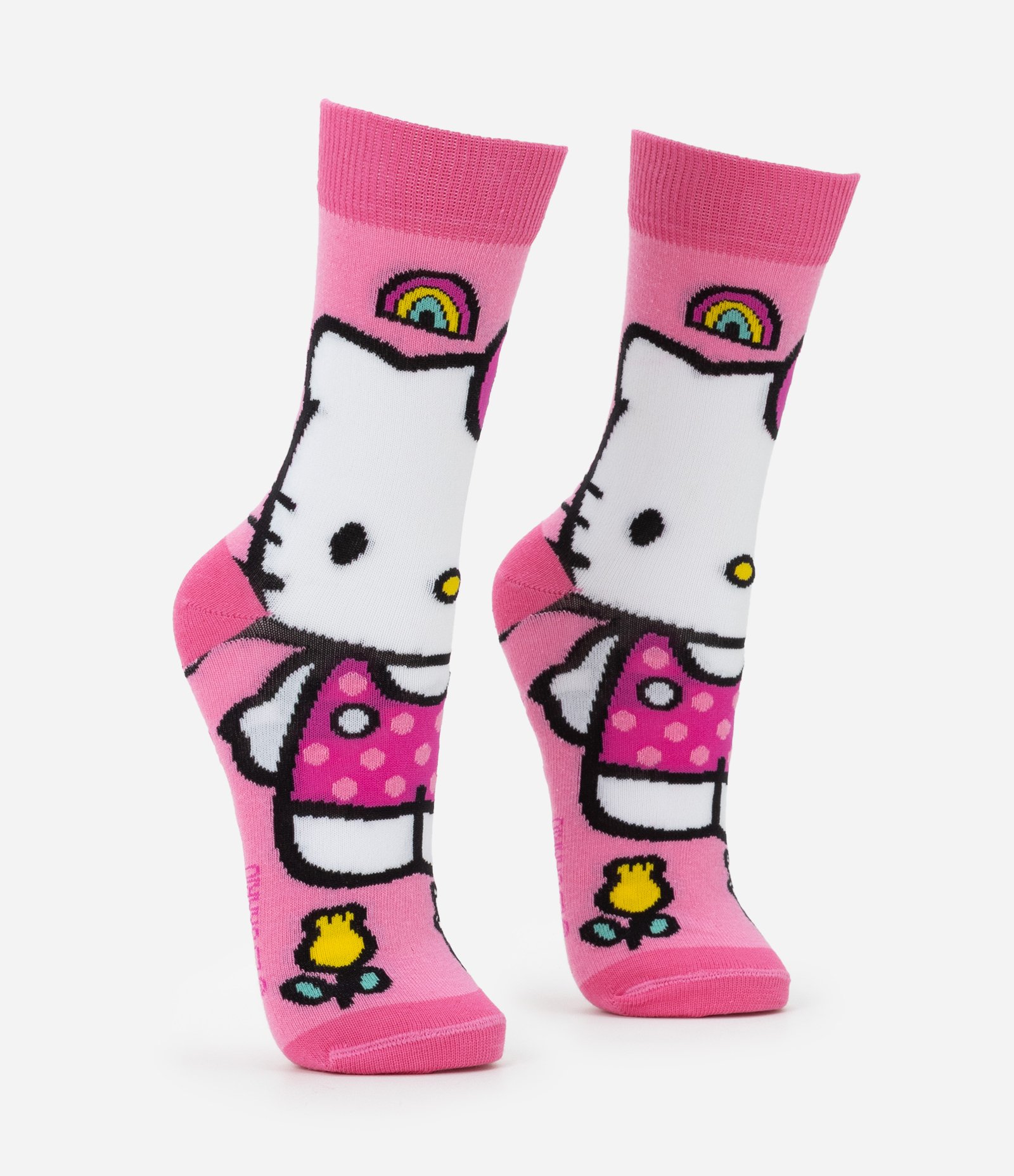 Meia Cano Alto em Algodão com Estampa Hello Kitty Rosa 2