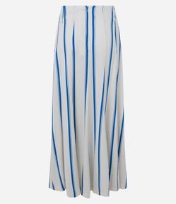 Saia New Midi em Viscose e Linho com Listras