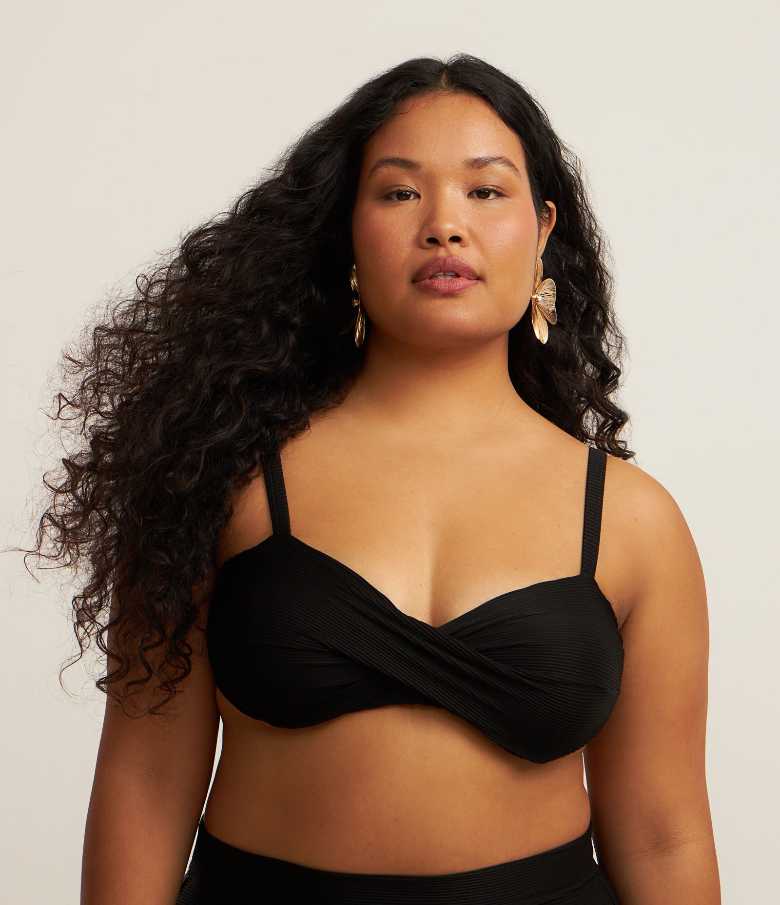 Biquíni Top Bandeau Canelado Curve e Plus Size Preto 1
