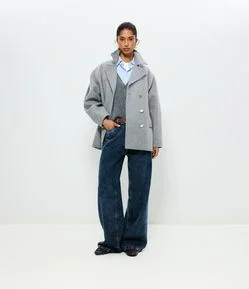 Calça Wide Leg em Jeans com Cintura Alta