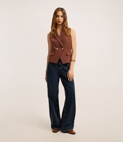Calça Wide Leg em Jeans com Cintura Alta