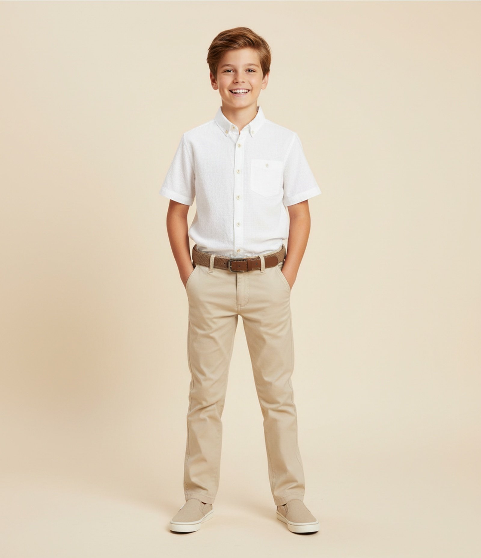 Camisa Infantil em Viscolinho com Bolso - Tam 5 a 14 Anos Branco 1