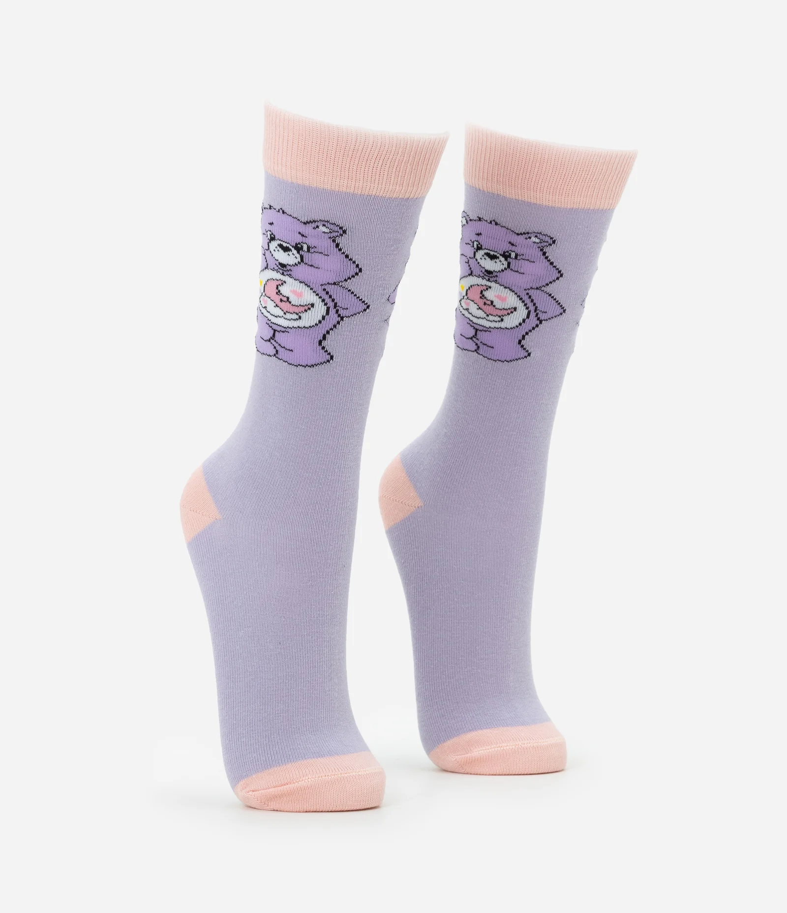 Meia Cano Alto em Algodão com Estampa Ursinhos Carinhosos Lilás 2