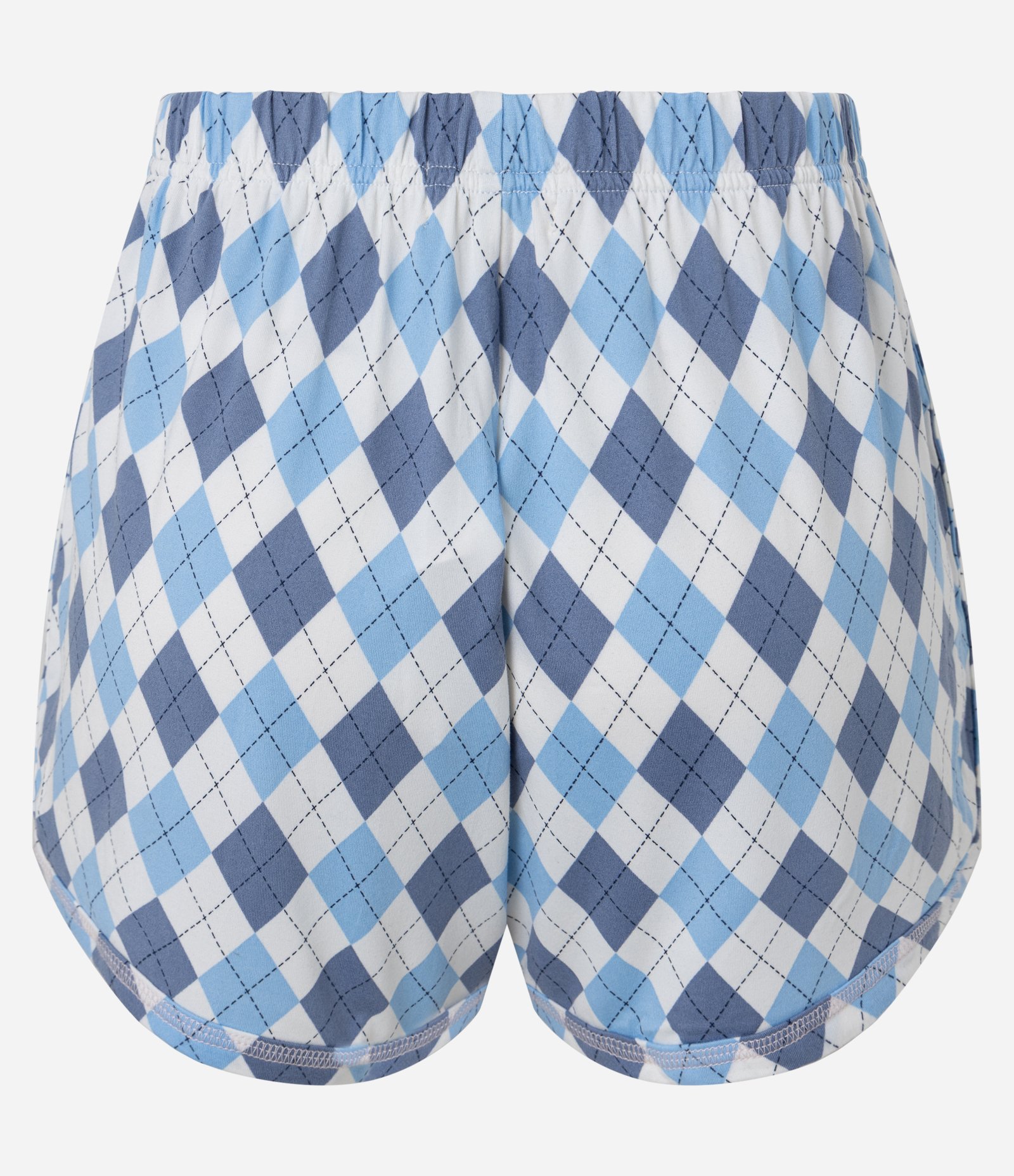 Short de Pijama em Peach Touch com Estampa de Losangos e Amarração na Cintura Azul 6