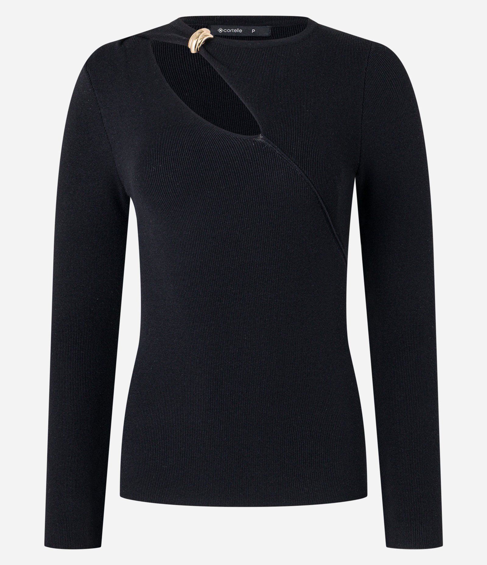 Blusa Canelada em Tricô com Detalhe Metalizado e Vazado Preto 7