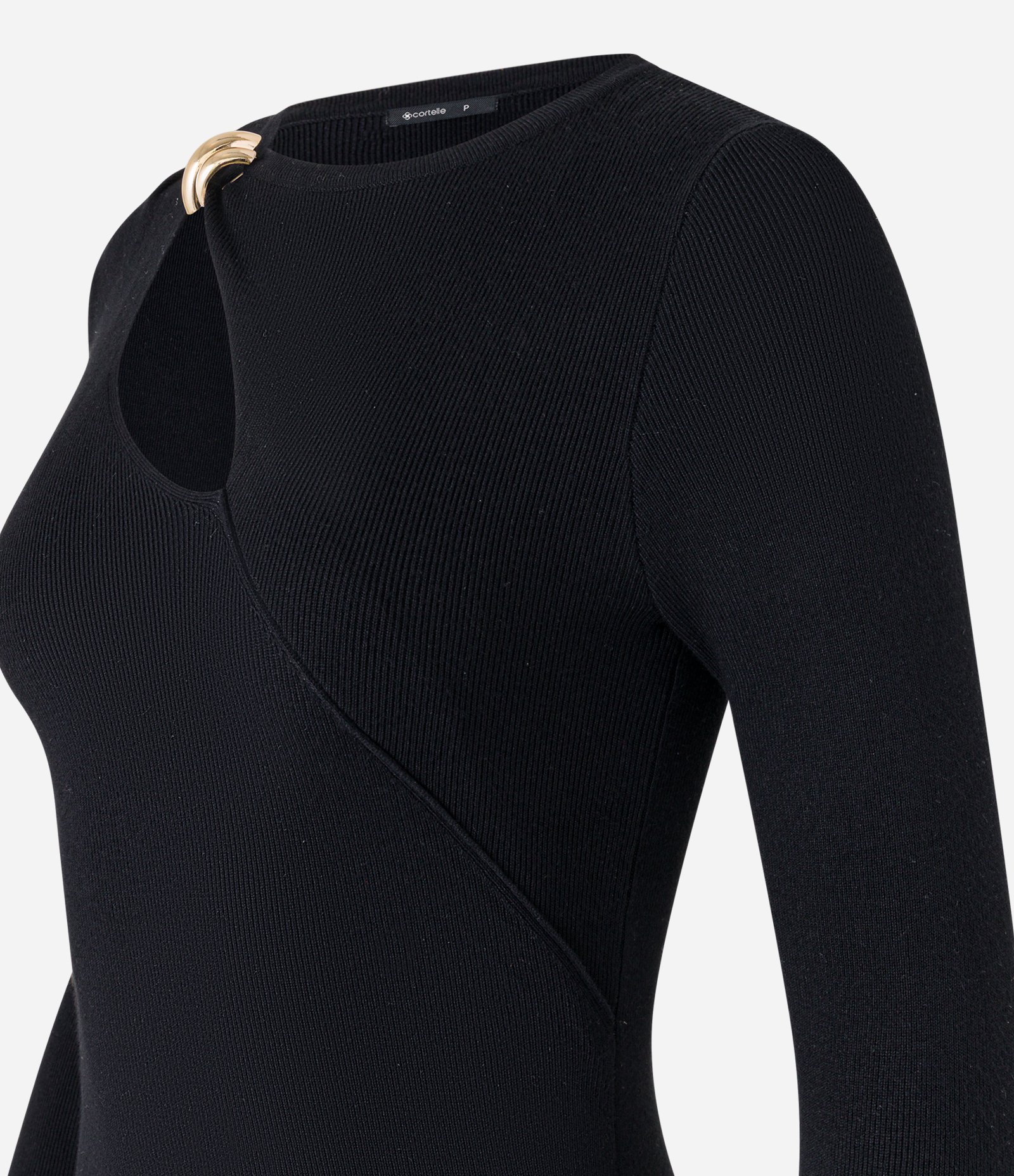 Blusa Canelada em Tricô com Detalhe Metalizado e Vazado Preto 8