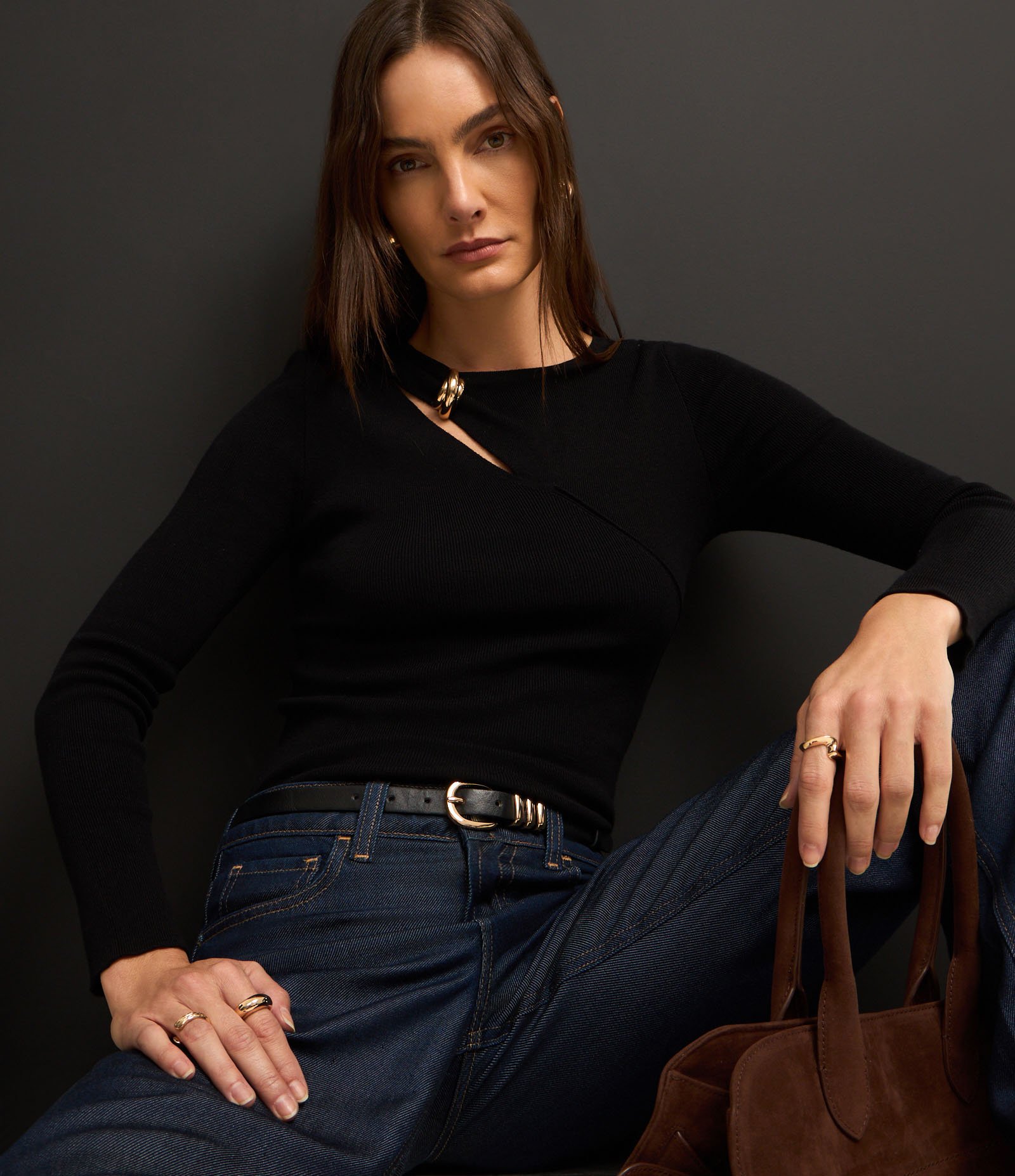 Blusa Canelada em Tricô com Detalhe Metalizado e Vazado Preto 6