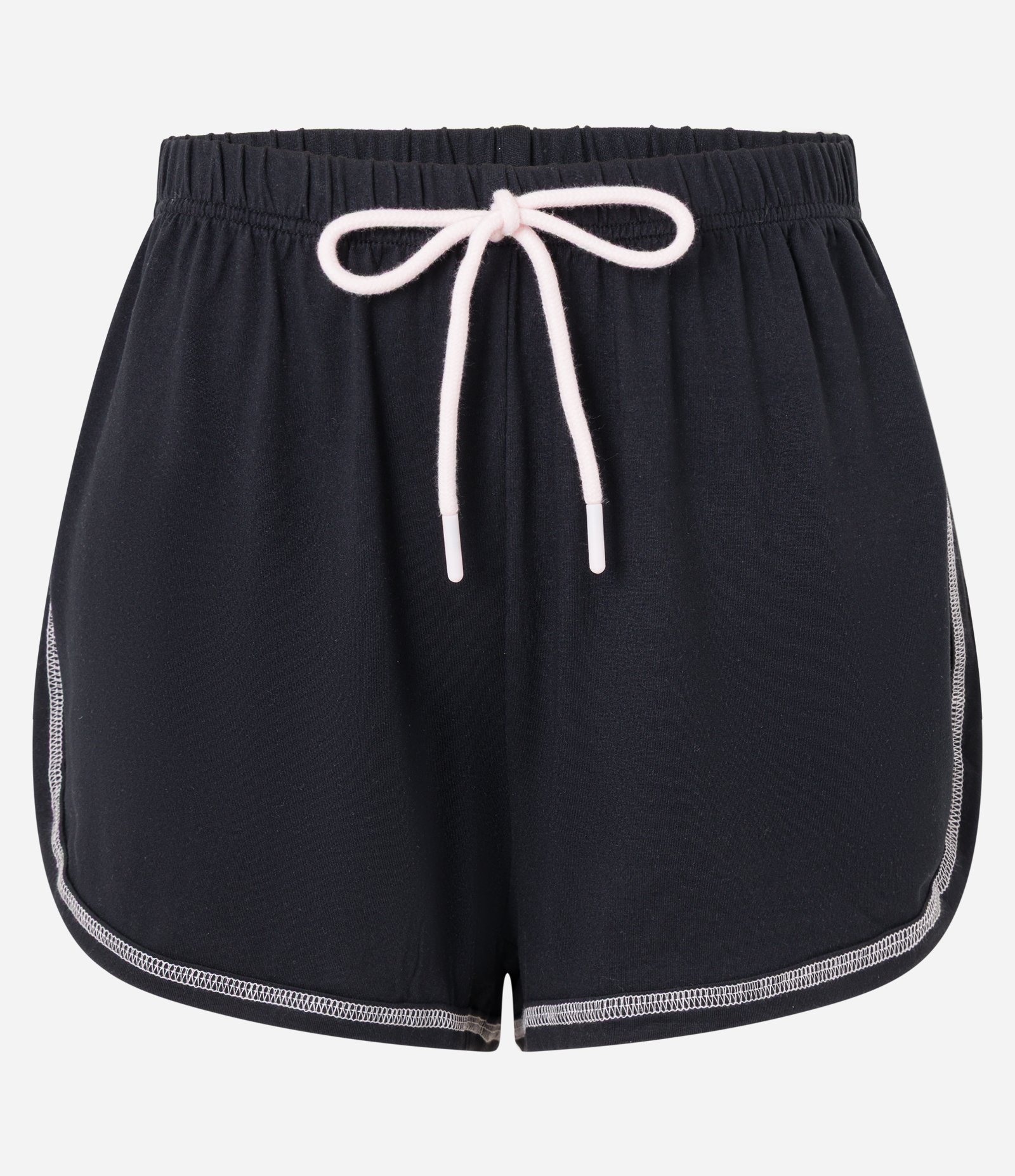 Short de Pijama em Ribana com Amarração Contrastante Preto 5