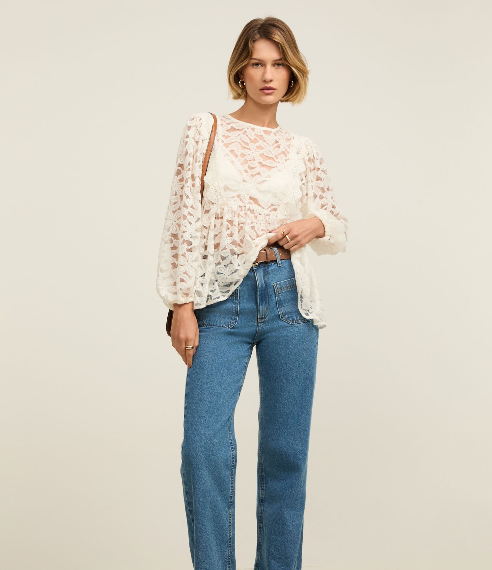 Calça Reta Confort em Jeans com Bolso Frontal Azul 2