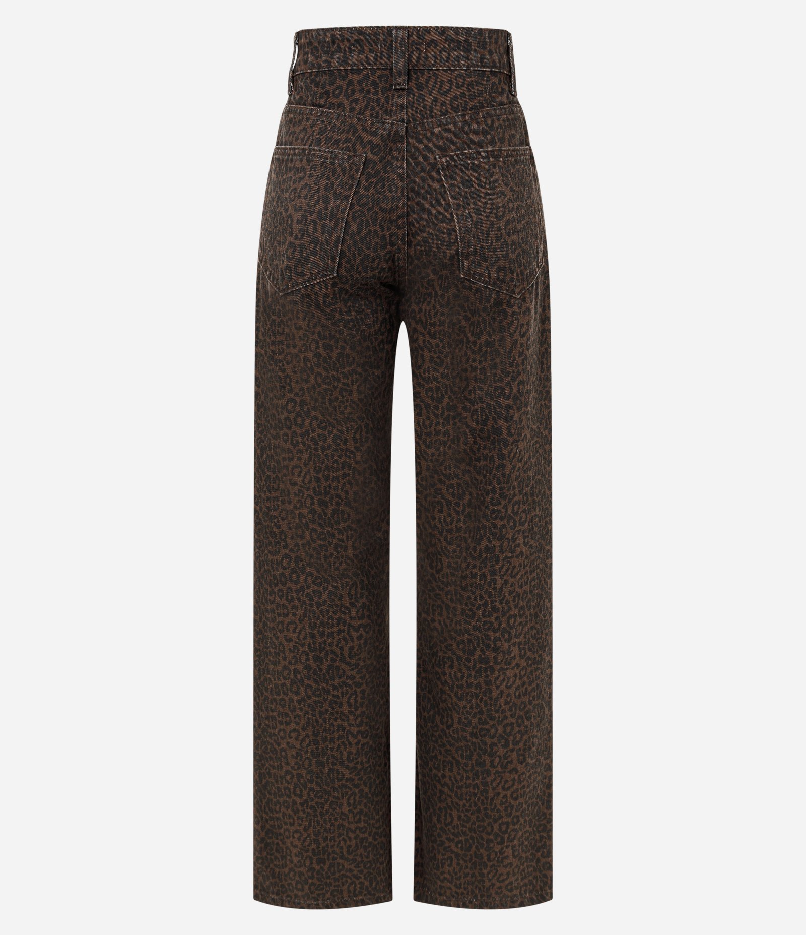 Calça Reta em Sarja Animal Print Oncinha com Cintura Alta Marrom 8