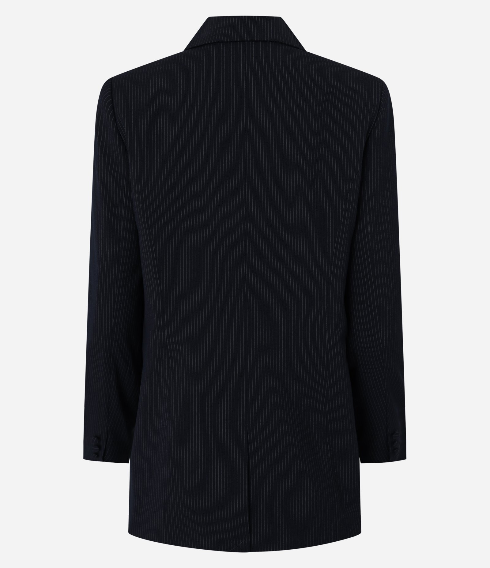 Blazer Oversized Alfaiatado com Risca de Giz e Fechamento Simples Azul Escuro 6