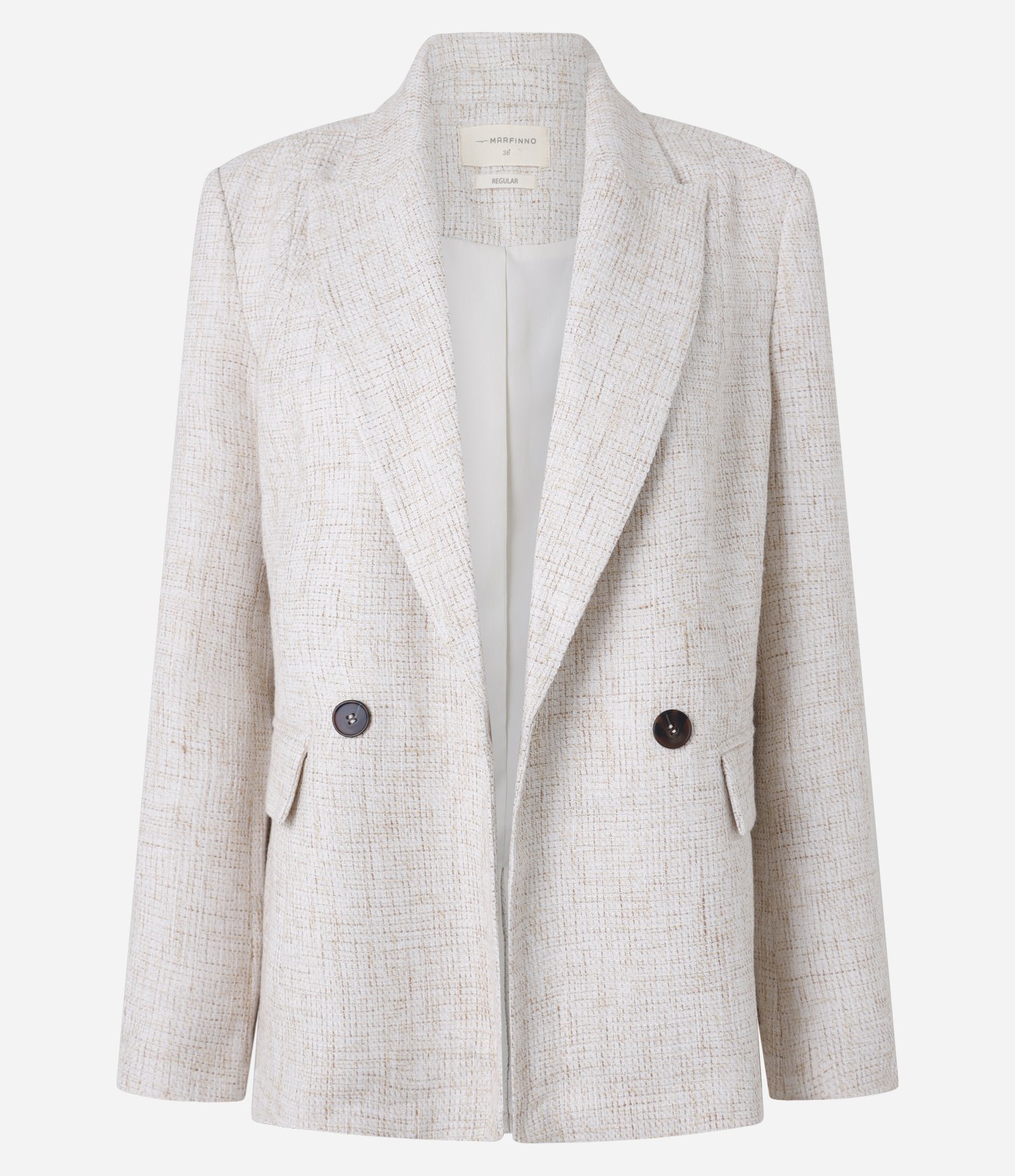 Blazer Oversized em Tweed com Botões Bege 7