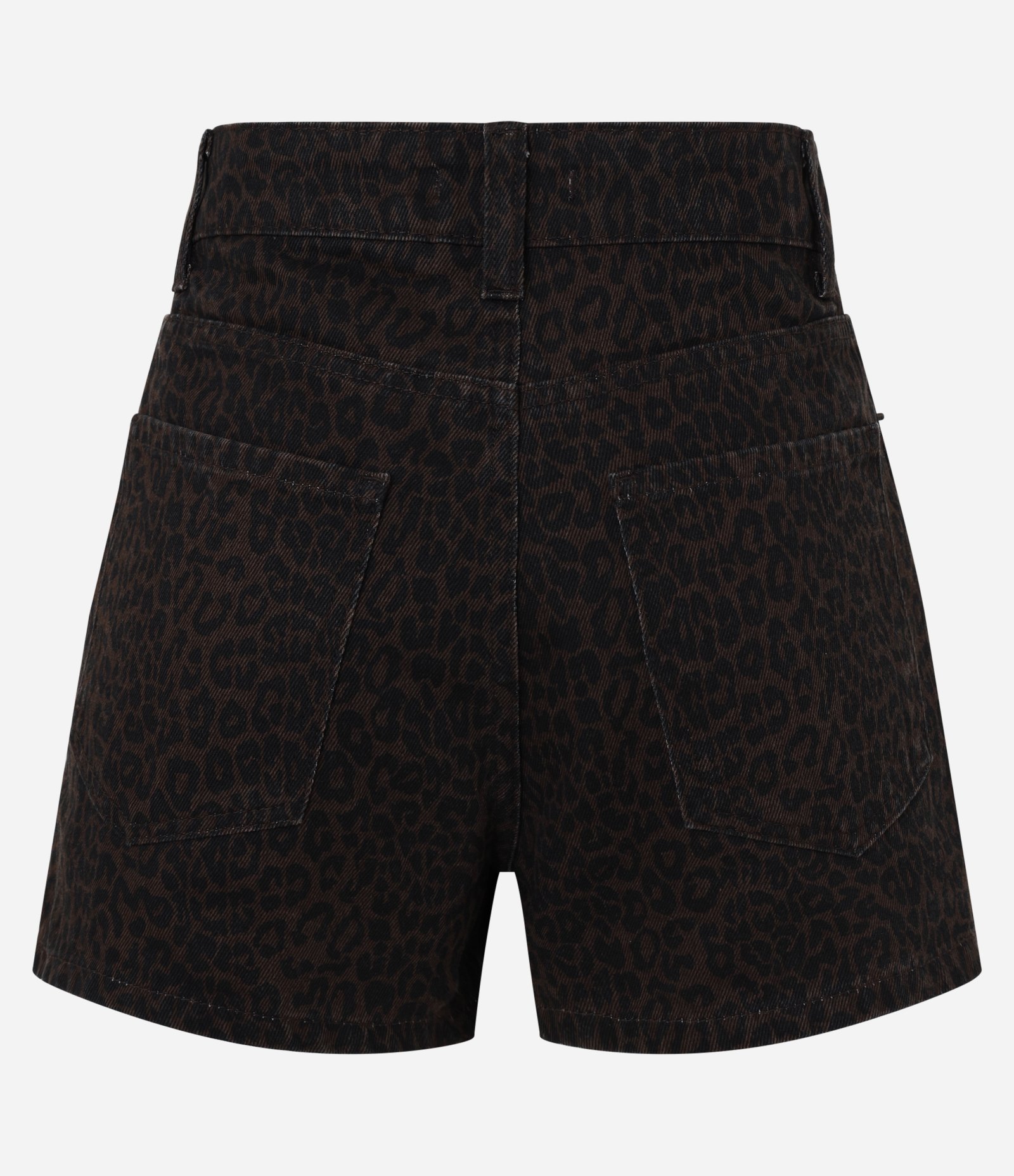 Short Saia em Sarja Animal Print com Botões Marrom 8
