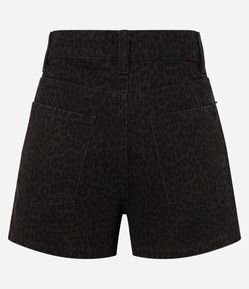 Short Saia em Sarja Animal Print com Botões