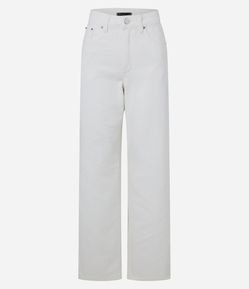 Calça Reta em Sarja com Textura de Gotinhas Diferenciadas