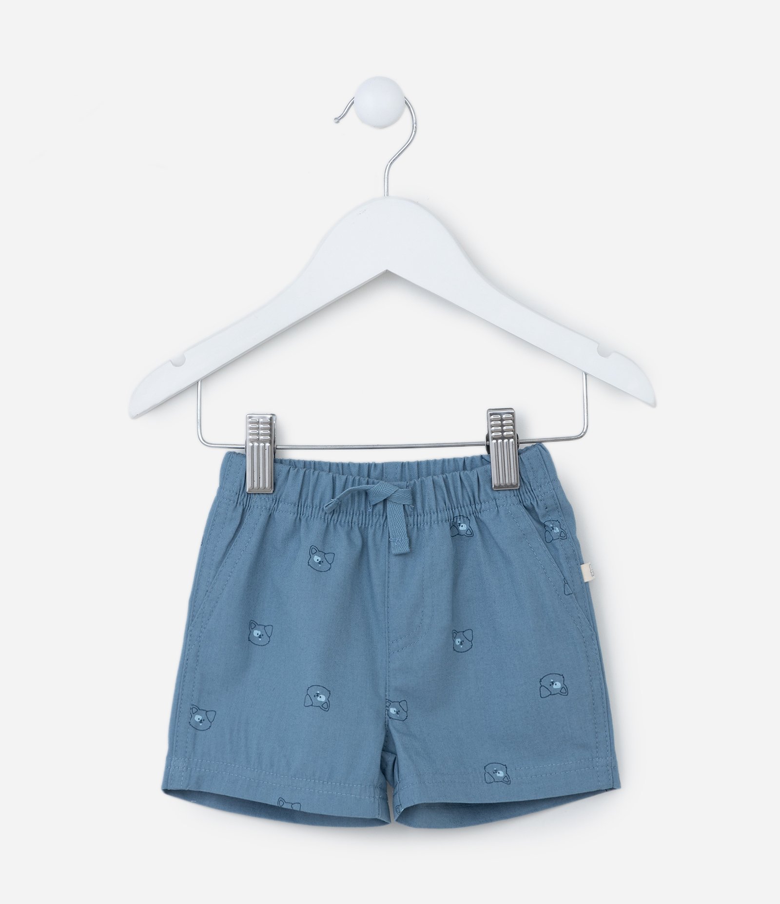 Bermuda Infantil em Sarja com Estampa Bichinhos - Tam 0 a 18 meses Azul 1