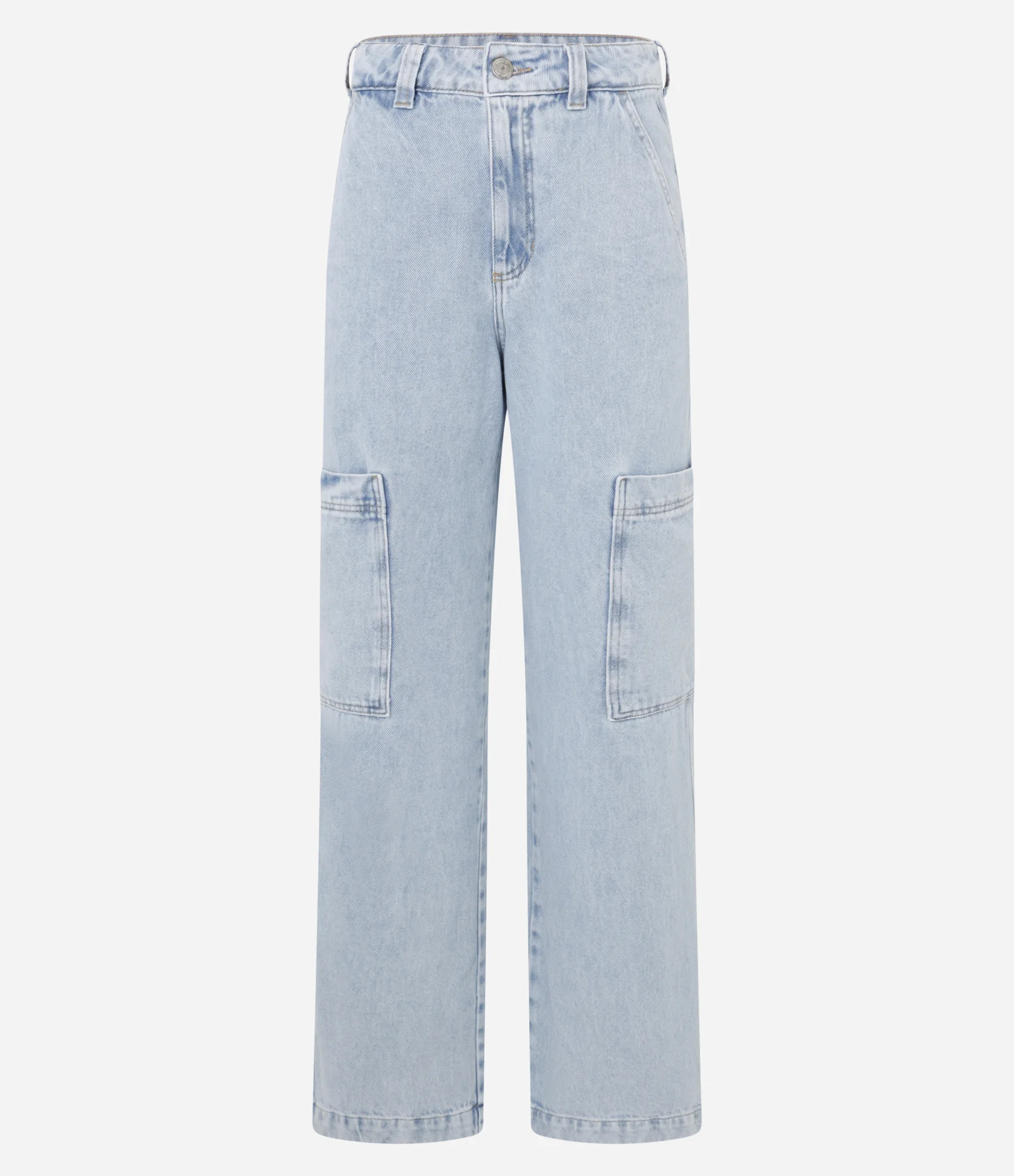 Calça Anos 90 em Jeans com Cintura Alta e Bolsos Laterais Azul 1
