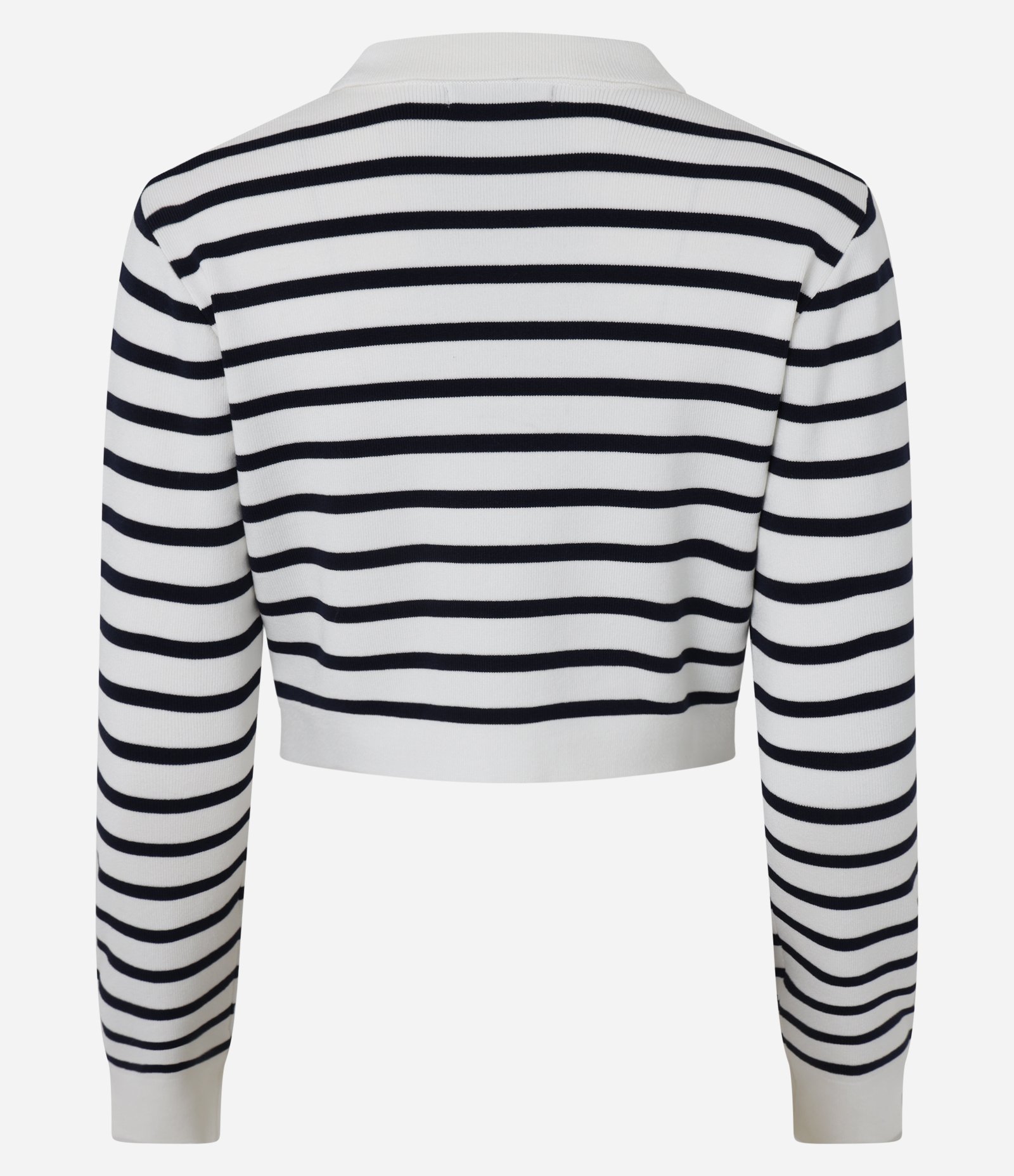Cardigan Cropped Canelado em Tricô Listrado com Botões Preto/Branco 8