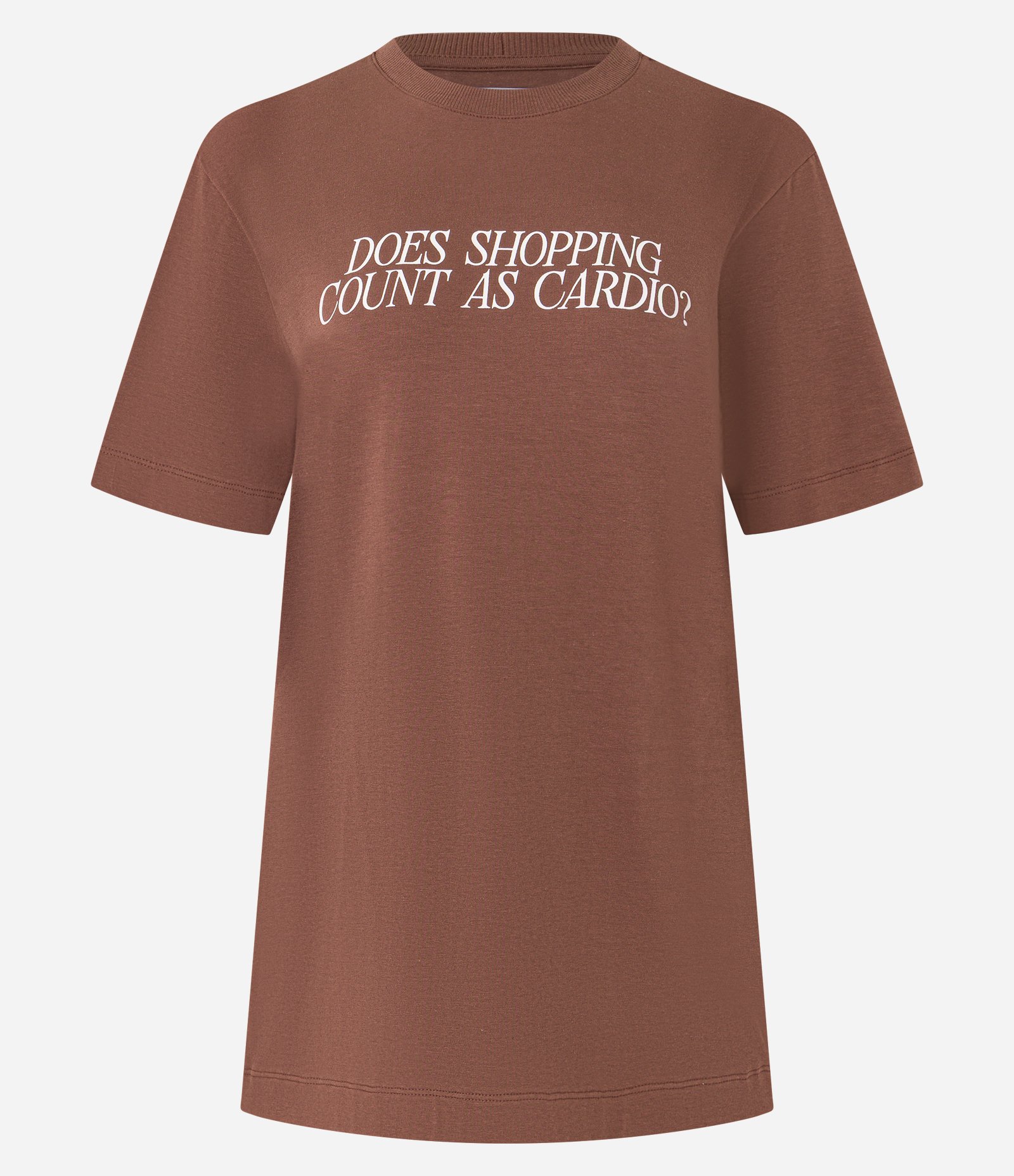 Camiseta em Algodão com Lettering Shopping As Cardio Marrom 7
