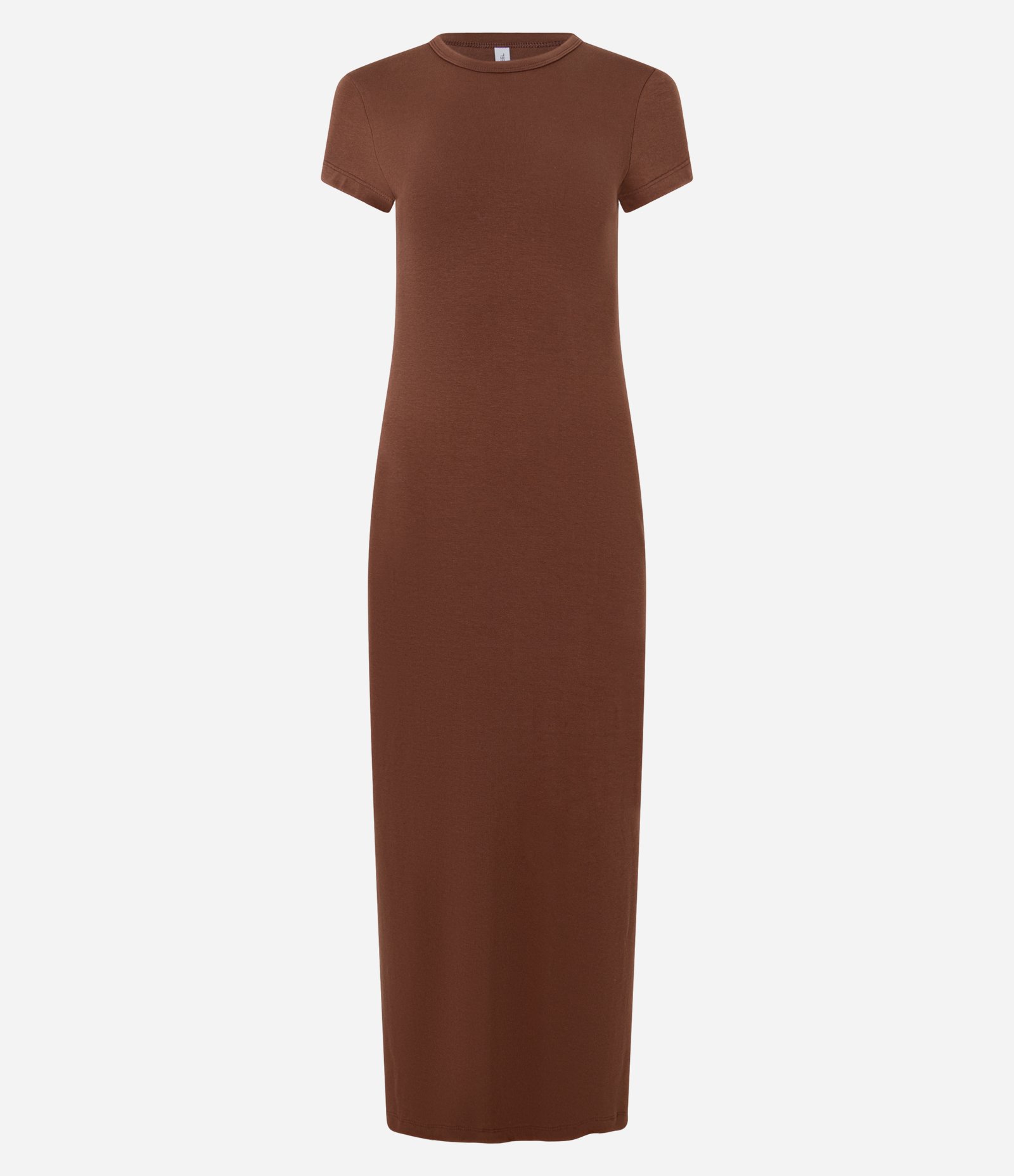 Vestido Longo em Algodão com Manga Curta Marrom 5