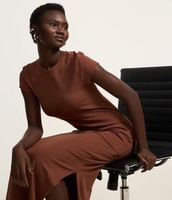 Vestido Longo em Algodão com Manga Curta