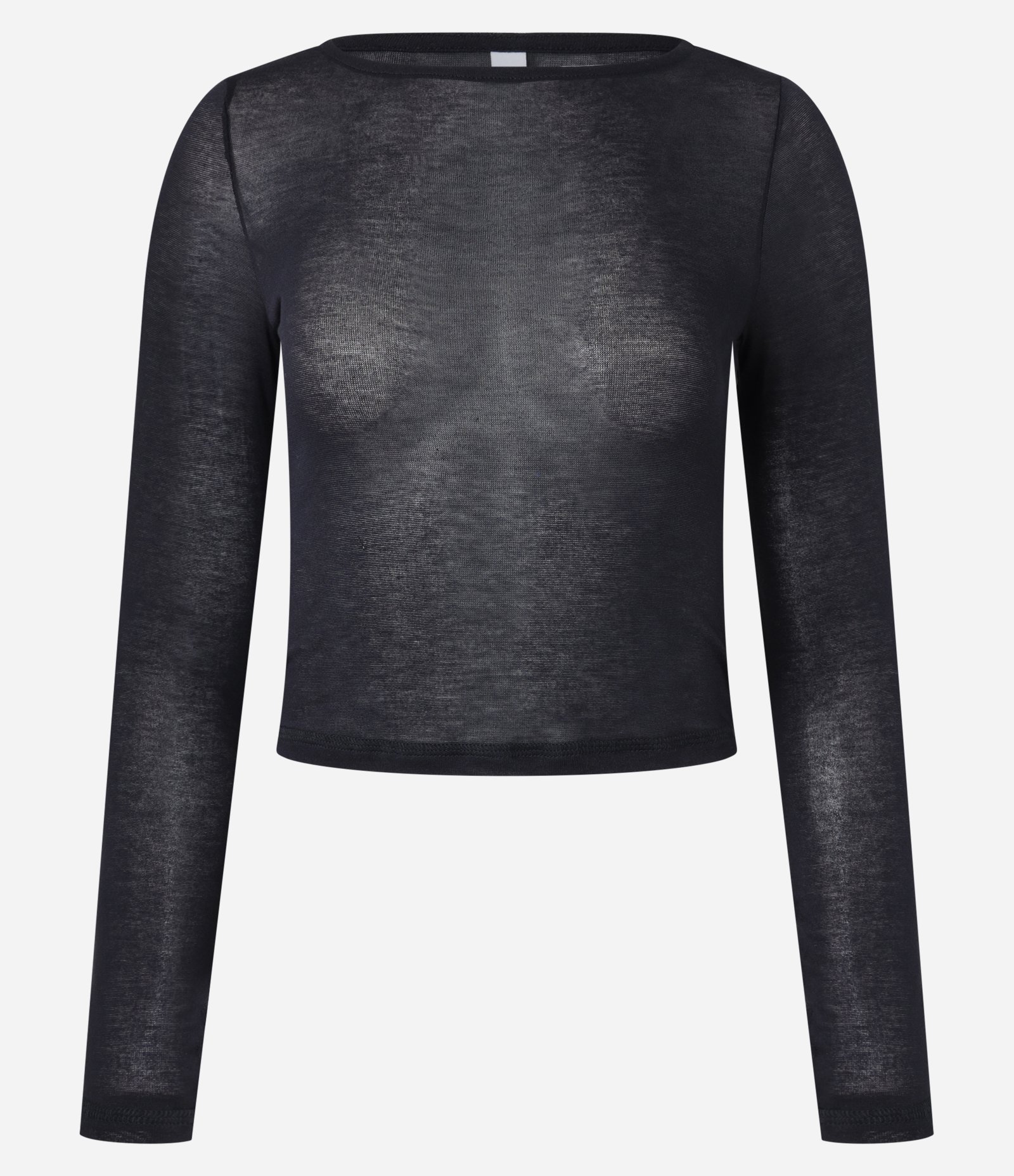 Blusa em Ribana com Decote Redondo e Manga Longa Preto 5