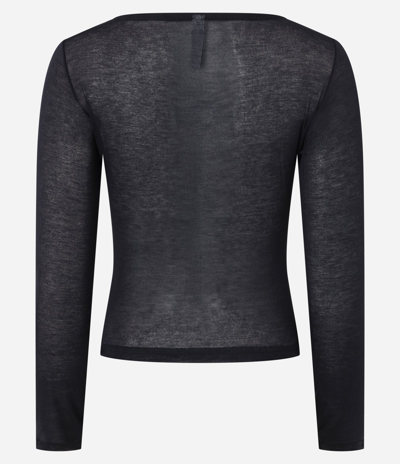 Blusa em Ribana com Decote Redondo e Manga Longa Preto 6