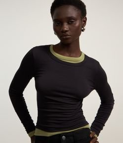 Blusa em Ribana com Gola Redonda