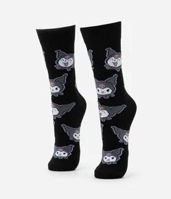 Meia Cano Alto em Algodão com Estampa Korumi