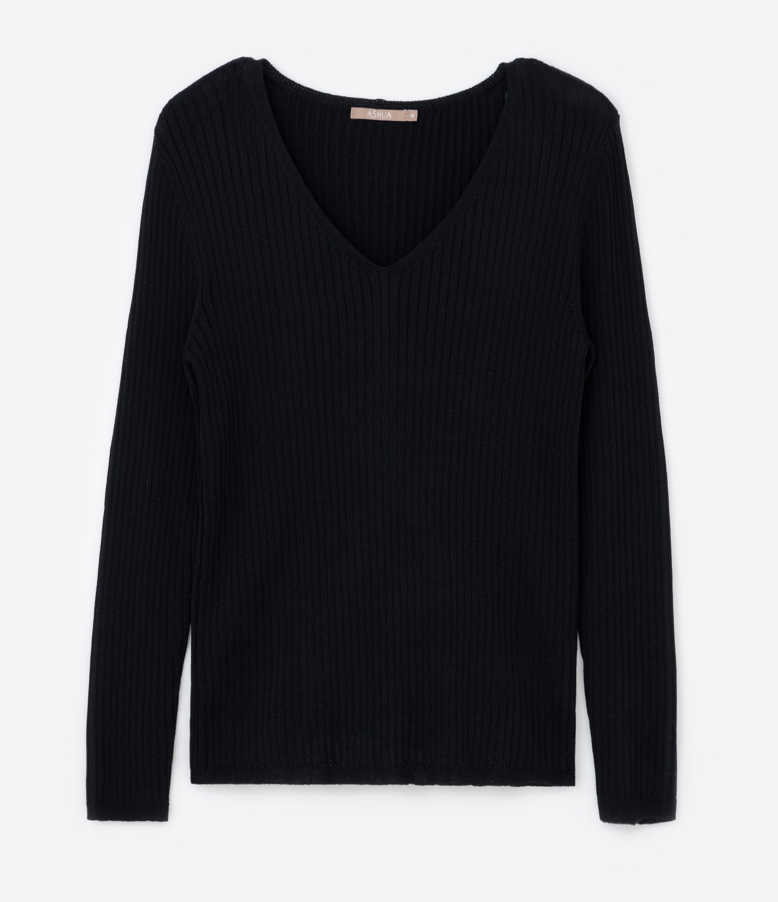 Blusa Manga Longa em Tricô Canelado Curve & Plus Size Preto 3