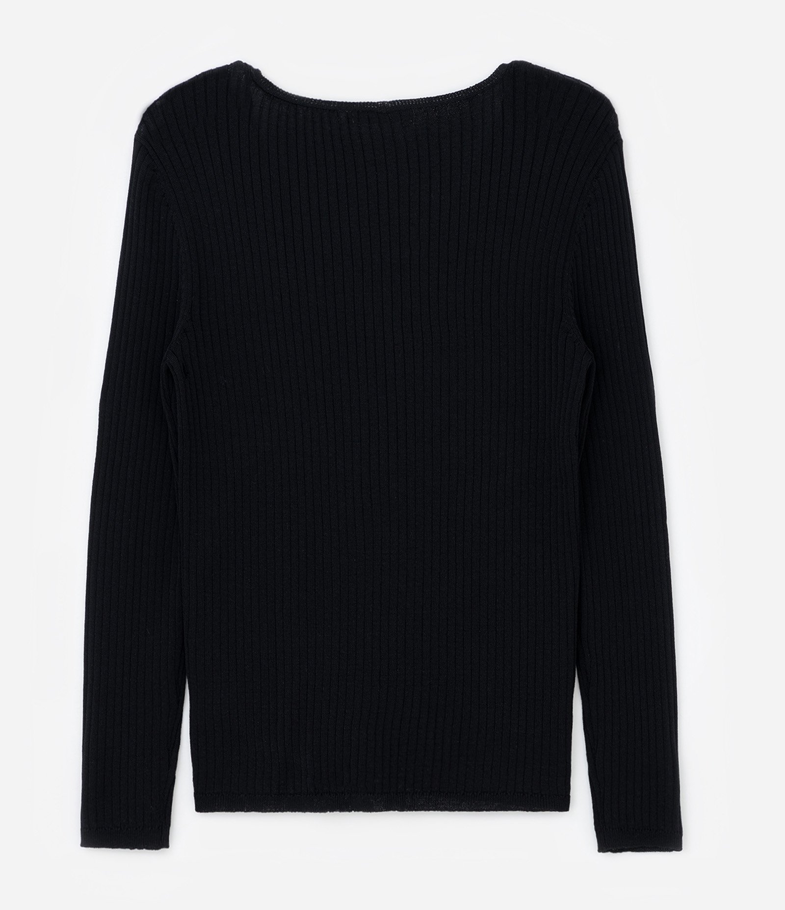 Blusa Manga Longa em Tricô Canelado Curve & Plus Size Preto 4